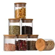 Kit 6 Potes Herméticos 300ml em Vidro com Tampa de Bambu - Armazenamento Premium para Temperos e Alimentos Secos - imagem 1
