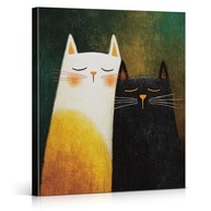 Arte de Parede de Gatos Engraçados em Preto e Branco - 20x25cm Emoldurado - imagem 2