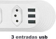 Régua de Energia Premium: 4 Tomadas + 3 USB-A, Carregamento Inteligente, 2m, Bivolt 2500W (Branco) - imagem 4
