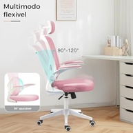 Cadeira Ergonômica de Escritório com Estofado Mesh Rosa - Conforto e Postura Ideal - imagem 5
