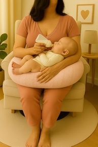 Almofada de Amamentação em Tricot Rosa - Conforto Ergonômico e Maciez para Mães e Bebês - imagem 3
