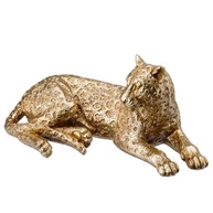 Escultura de Onça Dourada em Poli-Resina - Rafimex ES3304 - Tigre Deitado para Decoração Elegante - imagem 2