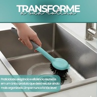 Escova de Limpeza Multiuso com Raspador - Cerdas Firmes para Rejunte, Cozinha, Banheiro e Pisos - Edmix (Cinza e Verde) - imagem 5