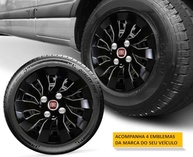 Jogo 4 Calotas Esportivas Street Aro 14 Preto Brilhante - Fiat Novo Uno, Argo, Cronos, Strada e Mais! - imagem 4