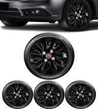 Jogo 4 Calotas Esportivas Street Aro 14 Preto Brilhante - Fiat Novo Uno, Argo, Cronos e Mais! - imagem 1