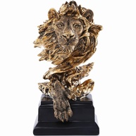Leão de Arenito Dourado H&W – Estátua de Decoração para Casa e Escritório – Presente Elegante e Coleção Exclusiva - imagem 1
