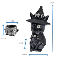 Estátua de Gato Bruxo Wicca com Caldeirão Mágico - Decoração Mística e Porta Incenso - imagem 4