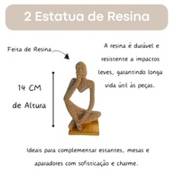 Conjunto de 2 Estátuas Decorativas Douradas - Silhuetas Artísticas em Leitura e Contemplação - imagem 4