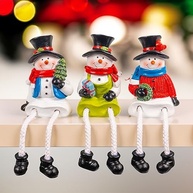 Conjunto de 3 Estatuetas de Natal Dazzle Bright - Bonecos de Neve e Papai Noel com Pernas Penduradas para Decoração de Mesa e Lareira - imagem 5