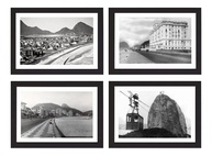 Kit 4 Quadros Rio de Janeiro - Decoração Retrô com Estilo Cidade Antiga - imagem 1