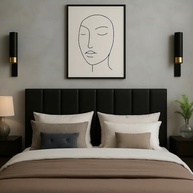 Cabeceira Cama Box Casal 7 Módulos Estofada Modular Moderna 60x20 cm Preto - imagem 4