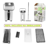 Flat Mop com Balde e Rodo - Esfregão Giratório 360° com Refil 6L Branco - imagem 4
