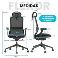 Cadeira de Escritório Flexor Ergonômica Premium Reclinável 150kg com Braços 4D (Preta) - imagem 2