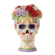 Estatueta Jim Shore Dia de Los Muertos Açúcar Crânio Flor Halo - Resina Pintada à Mão - imagem 1