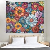 Tapeçaria Decorativa Engraçada 86x101cm - Flor para Decoração de Parede Quarto e Sala de Estar - imagem 1