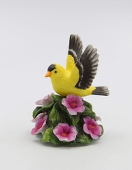 Estatueta de Pássaro Dourado em Porcelana com Flores de Rosa Selvagem - 9,5 cm | Decoração Elegante e Requintada - imagem 1
