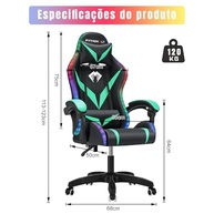 Cadeira Gamer RGB Python Fly com Iluminação, Design Ergonômico e Reclínio (Verde) - imagem 3