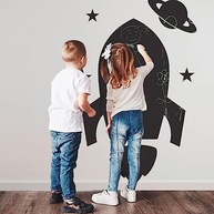 Adesivo de Parede Lousa Infantil Foguete - Estimule a Criança a Desenhar e Aprender - imagem 2