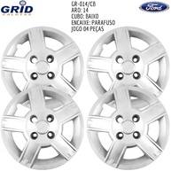 Jogo 4 Calotas Aro 14 Ford Fiesta 2004-2012 Grid Preto Resinado - Design Esportivo e Proteção - imagem 4