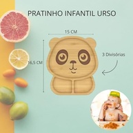 Prato em Bambu Formato Urso com Divisórias e Ventosa Azul - Seguro e Sustentável para Refeições Divertidas - imagem 4