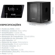 Caixa de Som Frahm SW10 Preto 150W RMS Bivolt Automático - Som Potente e Versátil - imagem 3