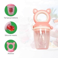 Porta Fruta Chupeta em Silicone BPA-Free Rosa - Segura e Saudável para Bebês a Partir de 6 Meses - imagem 4