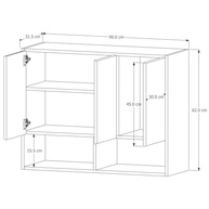 Armário Aéreo para Cozinha com 3 Portas Suspensas em MDF e MDP Freijó Ripado 3D - imagem 3