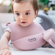 Babador Silicone Freso Baby - Impermeável, BLW, com Bolso e Fecho Ajustável - Rosa - imagem 3