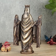 Escultura de Dama da Graça com Políptico 20,5 cm - Acabamento Bronze Fundido a Frio Veronese Design - imagem 4