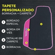 Tapete Automotivo Gol G1 a G8 Rosa Borracha e Carpete Personalizado 3 Peças - imagem 5