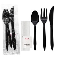 Party Essentials - Talheres Descartáveis Embalados Individualmente | Kit Completo com Garfos, Facas, Guardanapos e Temperos - imagem 1