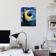 Arte de Parede emoldurada Gato Noturno Estrelado - Decoração Moderna para Amantes de Gatos - imagem 5