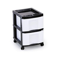 Gaveteiro Plástico 2 Gavetas com Rodízios - Branco e Preto Agraplast 574 - imagem 2