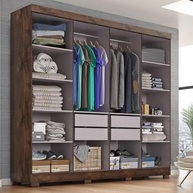 Guarda-Roupa Casal Lisboa 8 Portas com 4 Gavetas - Design Moderno Chocolate/Off White - imagem 4