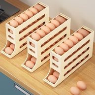 Suporte de Ovos para Geladeira 4 Camadas - Dispensador Automático com 28 posições - Design Moderno Bege - imagem 3