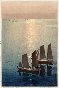 Hikaru umi de Hiroshi Yoshida - Tela Canvas 60x89 - Arte de Museu para Decoração Elegante - imagem 2