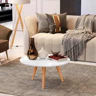 Mesa de Centro Dubai - Design Redondo Tripé com Pés Palito em Madeira | Ideal para Salas Modernas - imagem 2