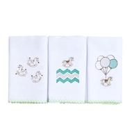 Babete Infantil Bordado Karinho 40x40cm - 3 Unidades em Algodão Macio - imagem 1