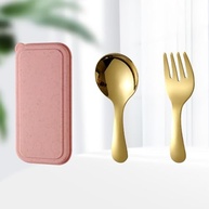 Conjunto de Talheres Dourados em Aço Inox – Portáteis com Estojo | Reutilizáveis para Viagens e Uso Diário - imagem 2