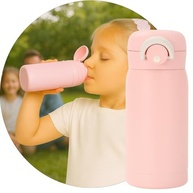 Garrafa Térmica Rosa 350ml - Parede Dupla Inox com Tampa Abre e Fecha Fácil - imagem 2