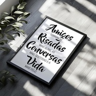 Quadro Decorativo Amizade com Frase Inspiradora - Moldura Elegante para Sala e Quarto - imagem 5