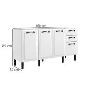 Balcão de Cozinha Itatiaia em Aço Inox 4 Portas 2 Gavetas Branco New Premium - Design Moderno com Fechamento Suave - imagem 4