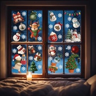 Adesivos de Janela de Natal WALPLUS - 102 Peças Reutilizáveis para Decoração Festiva - imagem 3