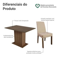 Conjunto de Sala de Jantar com Mesa de Vidro e 4 Cadeiras Rustic/Imperial Zion Madesa - imagem 5