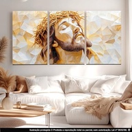 Kit 3 Quadros Decorativos com Tema Jesus e Oração - 60x40cm - Decoração Espiritual para Sala, Quarto e Escritório - imagem 3