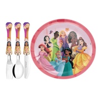 Yangzi - Jogo Refeição Infantil Princesas Disney 4 Peças | Prato em Melamina e Talheres em Aço Inox - imagem 1