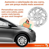 Kit 4 Calotas Aro 14 Hb20 2020 Prata Cubo Baixo Grid - Design e Proteção! - imagem 5