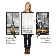 Kit 3 Quadros Decorativos Grandes com Moldura Preto e Branco Manhattan - Transforme Seu Ambiente com Estilo - imagem 5