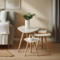 Kit Trio de Mesinhas Laterais Pé Palito – Design Retrô com Tampo Orgânico, Versátil e Moderno - imagem 4