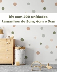 Kit 200 Adesivos de Parede Infantil Safari com Bolinhas Coloridas - Verde | Decore o Quarto do Bebê com Estilo e Diversão - imagem 3